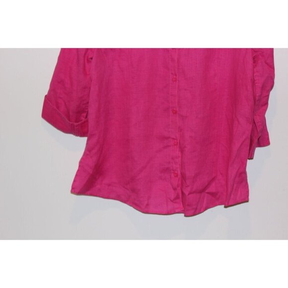 Chicos Womens Button-Up Fuchsia Linen Shirt Size 2x - Picture 3 of 9